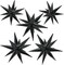 60pcs Black 12-Point Star Foil Balloon Set – Mylar Spike Explosion Cone Balloons for Halloween, Birthday, Wedding, Graduation, Anniversary & Party Decorations
